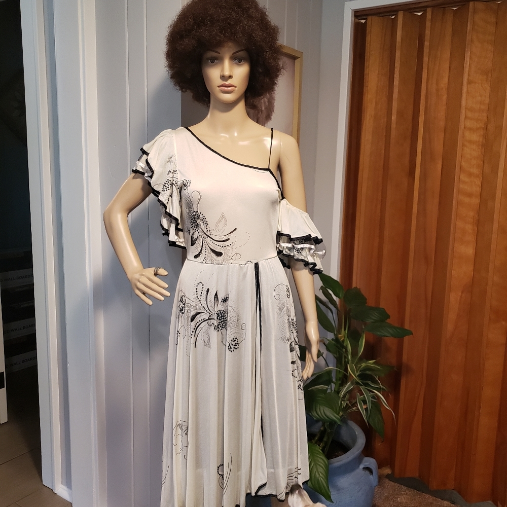 Vintage Cream Ruffle Dress